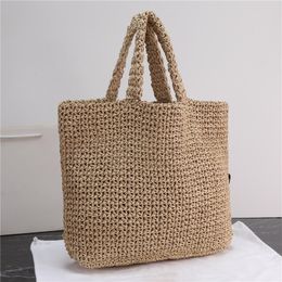 Sac de créateur pour femmes Mode Tissage manuel Tissus de paille Grande capacité Sacs de plage de vacances Léger Sauvage Gros Sacs à main réutilisables Loisirs Shopping le fourre-tout