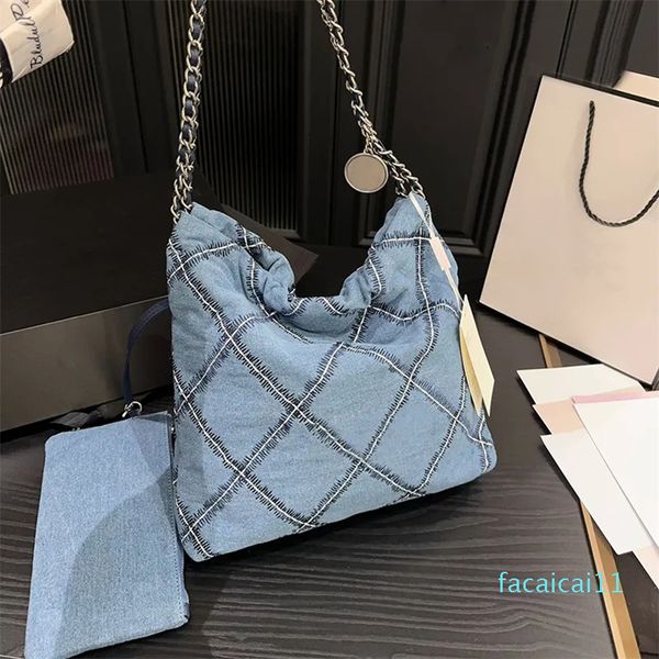 Bolsa de diseñador basura de mezclilla para mujeres de mezclilla Diamante Diamond Gingham en bolso