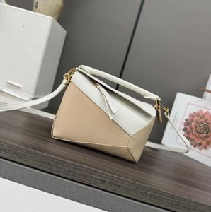 Sac de créateur en cuir véritable sac à main épaule seau femme sacs puzzle pochette fourre-tout bandoulière 24 cm mini géométrie carré contraste couleur