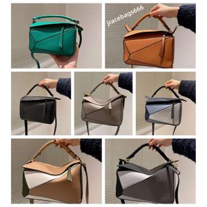 Sac de créateur en cuir authentique sac à main seau de godet de seau de femme pozzle totes d'embrayage crossbody géométrie de contraste carré Couleur patchwork