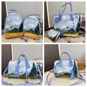 designer tas handtas Rugzak Unisex plunjezak duffle Schoudertassen Van Gogh Olieverfschilderij Koppels Bakken Luxe handtassen Merk Dames Heren Rugzak