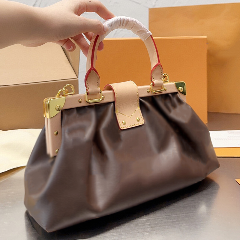 Designväska handväska äkta läder tygväskor berömda bruna blommor lådor handväskor kvinnor handväska berömd axel messenger plånbok avslappnad crossbody väskor