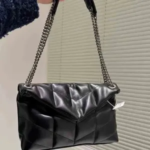 Sac de designer de haute qualité de mode de luxe sac fourre-tout en cuir noir sac de messager chaîne épaule diagonale classique rabat sac à main pour femme 5A