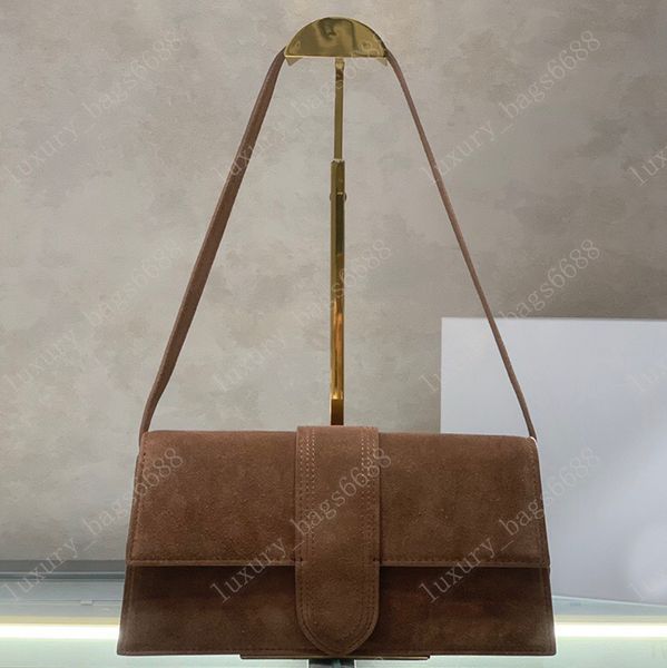 Sac de créateur Sac Le Bambino de haute qualité Logo en métal doré Accessoires matériels Sac à main en cuir véritable Sac à bandoulière Sac messager en daim Pochette avec boîte