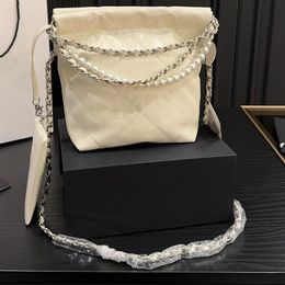 Sac de créateur de haute qualité sac de luxe sac à main femme sac à main en cuir véritable diamant treillis mini sac poubelle chaîne de perles sac à provisions en cuir sous les bras fourre-tout sac hobo