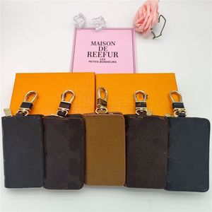 Chic PU Leather Keychains for Men and Women - Black Plaid and Brown Flower Key Rings with Pendant Charm