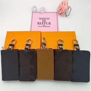 Chic PU Leather Keychains for Men and Women - Black Plaid and Brown Flower Key Rings with Pendant Charm