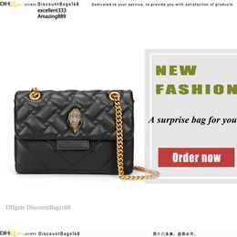 Sac de créateur Kurt Geiger London Kensington Treasure-G Top Purse Chaînes de messager en cuir Splice Big Cross Body Chaîne en or Sac arc-en-ciel en forme de coeur