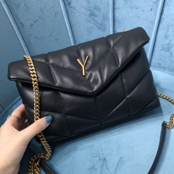 Bolso de diseñador LouLou Puffer Y Forma Bolso de lujo Bolsos de hombro Mujer Acolchado Cuerpo cruzado Monedero Cadena negra Bolsa de sobre Bolsos de lujo