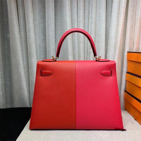 bolso de diseño bolso de lujo para mujeres cuentas de moda de 25 cm de cuero epsom costuras hechas de color rosa fuerte colores de entrega rápida precio al por mayor