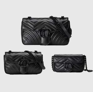 Sac de créateur Sacs à main de luxe Marmont Sacs à bandoulière Mode féminine Cross Body Chain Coeur Enveloppe Noir Classique Sacs fourre-tout en cuir véritable 3 tailles avec numéro de série