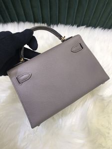 Sac de créateur Sac à bandoulière de luxe 19,5 cm mini bacs de qualité faits à la main epsom en cuir gris rose brun clair couleurs de livraison rapide