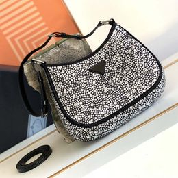 Designer tas luxe schoudertas handtas onderarm tas halve maan tas dames lederen glanzende diamant omgekeerde driehoek grote capaciteit