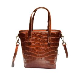 Designertas Luxe handtas Dameskrokodilpatroon Hoofdlaag Plantaardig gelooide koeienhuidtas Hoogwaardig echt leer Damestas Tote bag Schoudertas Crossbodytas