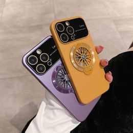 Bolsa de diseñador Mate Protección de lente completa AG Estuches de vidrio esmerilado para iPhone 15 Pro Max 14 Plus 11 12 13 para cubierta de soporte de anillo magnético