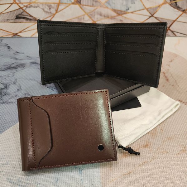 Sac de créateur pour hommes, portefeuille marron, porte-monnaie, porte-stylo, porte-cartes de visite, mini portefeuille en cuir véritable, porte-cartes de styliste, sac à poussière, coffret cadeau