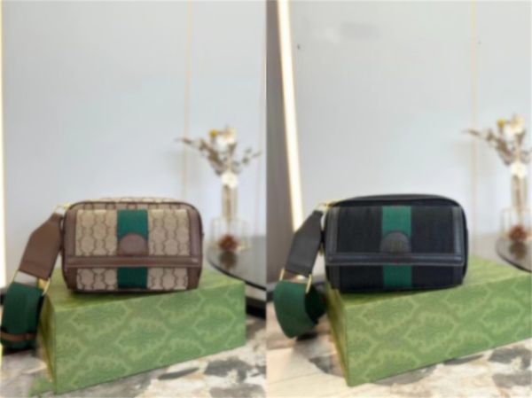 Bolsa de grife masculina bolsa de câmera bolsa de couro genuíno bolsa de ombro bolsas mensageiro homens e mulheres 2 gs listras vermelhas e verdes bolsas de luxo bolsa com logotipo crossbody