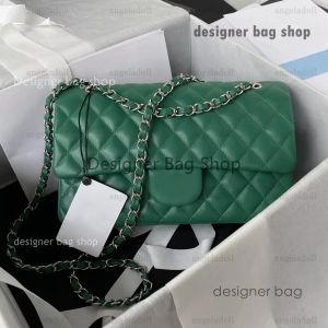 designer bag Qualité Designer Classique Double Flap Sacs 25cm Moyen Femmes Sac À Main En Cuir Véritable Caviar Agneau Vert Matelassé Sac À Main Bandoulière Épaule Chaîne Boîte Sac