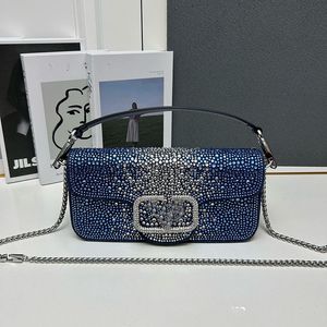 Sac de créateur sac à bandoulière Mini Loco sac à main strass denim tissu femmes luxe sac à bandoulière chaîne sac rabat femme sac à main