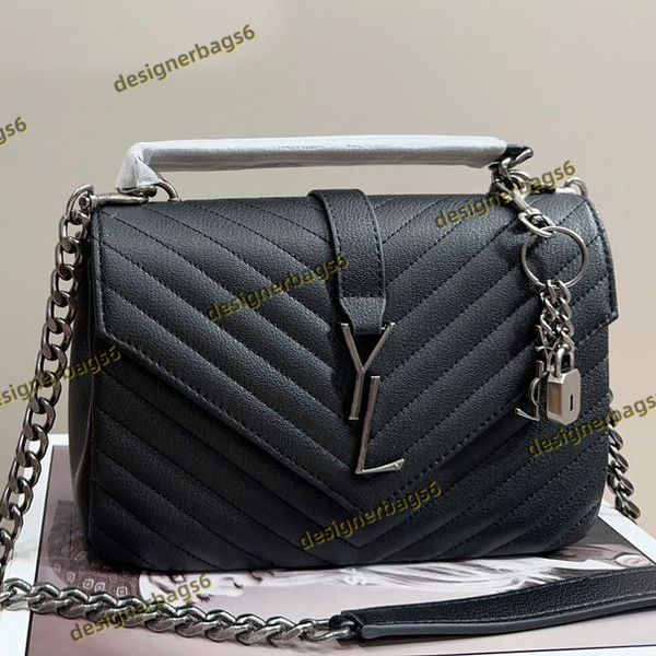 Bolso de diseñador Bolsos de hombro Bolsos de lujo Bolsos de moda para mujer Bolso de mano Piel de becerro negro Clásicos Rayas diagonales Cadenas acolchadas Doble solapa Cuerpo cruzado Nuevo