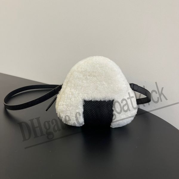 Bolso de diseñador Piel de serpiente con pelo de cordero Bolso mensajero en forma de rollo de arroz y verduras Nuevos bolsos de hombro Bolso mensajero de lujo para mujer Bandolera blanca