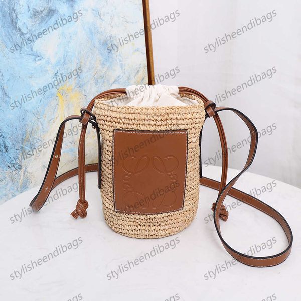 Designer Bag Straw basketa Sacs à bandoulière en cuir Titulaire portefeuille sac à main Straw Women's Cross Body Card Holders Drawstring totes Bucke handbags eleganteendibags