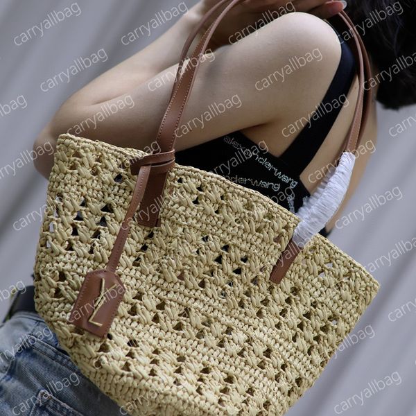 Sac de designer Sac fourre-tout en paille Sac à bandoulière en raphia au crochet Sac de plage d'été Poignée supérieure Sacs à provisions pour femmes 10A Sac de luxe de qualité supérieure Sac à main souple