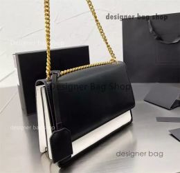 Designer tas SUNSET draagtas schoudertas WOC glad leer Metalen beslag envelop metalen bord handtas met sleutelhanger ketting dames heren crossbody tassen BABA