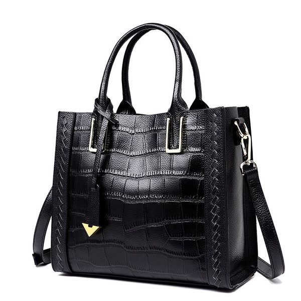 Sac de créateur Couche supérieure Sac à bandoulière en cuir de vachette pour femme Sac à main en tissage de crocodile Sac à main en cuir véritable pour femme