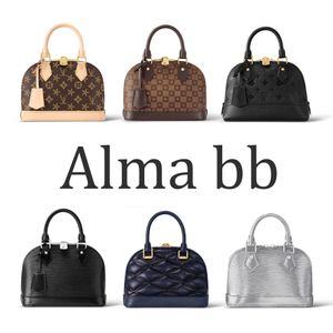 Designer tas topkwaliteit alma bb shell tas in reliëf echt lederen tote dames luxe handtas handtas schoudertas riem riem portemonnee epi pochette heren crossbody clutch zilveren zakken