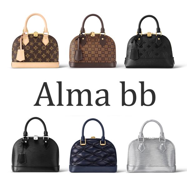 Bolso de diseñador de primera calidad Alma BB Shell Bag en relieve Real Cuero Tote para mujer Lujos Bolso Bolso de hombro Correa Monedero Epi Pochette Mens Crossbody Embrague Bolsas de plata