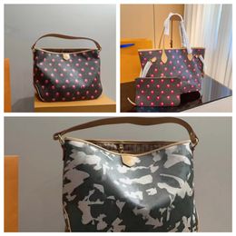 Sac fourre-tout de styliste pour femmes, fourre-tout imprimé cerise, camouflage, grande capacité, mode dame, sacs de shopping de luxe avec portefeuilles sous les aisselles, sac à main classique