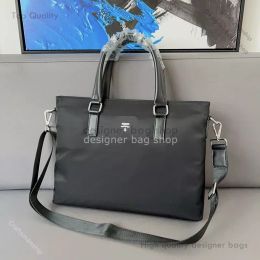 Designer tas draagtas Portfolio's Crossbody schoudertas voor werk Designer zijtas voor mannen Verstelbare riem Handtas Ritssluiting Plat Leren handgrepen Stof