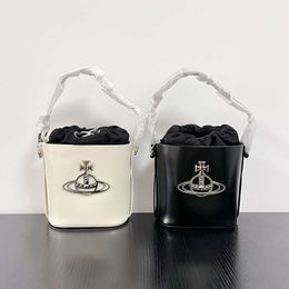 Sac de créateur Sac fourre-tout Style Punk Saturn West Empress Dowager Bucket Sac à main en cuir véritable Mini cordon de serrage Sac à bandoulière tendance