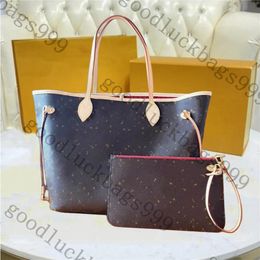 Sacs de créateurs bottes femme sacs à main ne faisant jamais de shopping femme complète de qualité supérieure luxe 2 pièces set vieille fleur à carreaux à carreaux MM Sac à main sac de plage sac de plage portefeuille