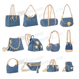 Bolsa de diseñador Bolsas de mezclilla vintage Mujeres Coss Bolsos de lujo Bolsos de hombro Hobo de alta calidad Mesos de flor de mezclilla azul