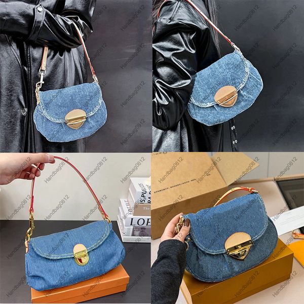 Sac de créateur sac en denim vintage femmes bandoulière sacs à main de luxe Hobo sacs à bandoulière bleu Denim fleur messager sac à main design