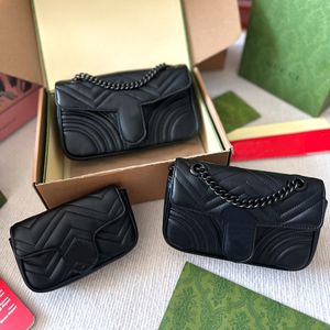 Bolso de diseñador Cartera Bolso de mujer Bolso bandolera Bolso de hombro clásico Cuero negro Sobre dividido Tamaño de almacenamiento Grande Mediano y pequeño