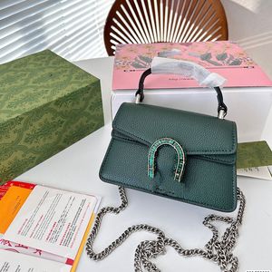 Bolso de diseñador con hebilla de diamantes de imitación y cuero genuino, mini cadena premium, bolso cruzado de un hombro para mujer