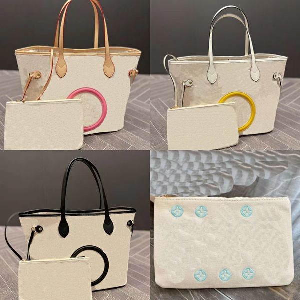 Bolso de diseñador Mujer Bolsa de compras Monedero de lona de alta calidad Tote Moda Hombro Flor Damas Rejilla Bordado Impresión Gran capacidad