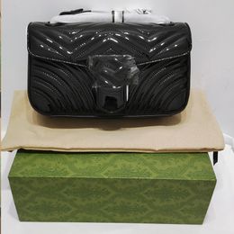 Designer saco mulheres marmont sacos de ombro patente pequeno designer saco luxo couro crossbody bolsa mensageiro qualidade superior com caixa no68