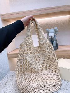 Designer tas dames schoudertas zomer luxe strandtas mode net hol geweven boodschappentas zomer stro draagtas hoge kwaliteit grote capaciteit maat 38cm