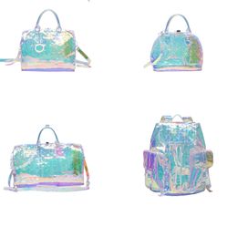 Bolso de diseño para mujeres bolso bolso colorido transparente PVC Bolsa de playa Gran capacidad Bolso de mano Classic Moda de hombro impreso Fashion Galaty Bols