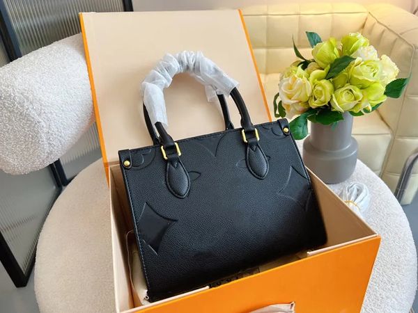 Designer Bag Femmes sac fourre-tout en cuir véritable lettre gaufrage fleur monogrammes ON THE GO sac à main sac à main bandoulière sac à provisions