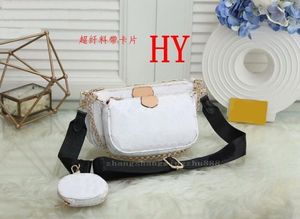 Bolso de diseñador Bolsos de hombro con letras de flores amarillas Clásicos florales de lujo MULTI POCHETTE Embrague Bolso de mensajero en relieve para mujer Gran capacidad 3 piezas Bolso con correas L30