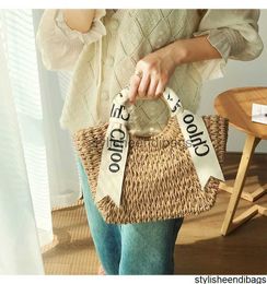 Designer Tassen Koppelingszak Strawtas Seaside Holiday Bag Women 2023 Nieuwe grote capaciteit Franse mand Wood Hand geweven strandtas StylishEdibags