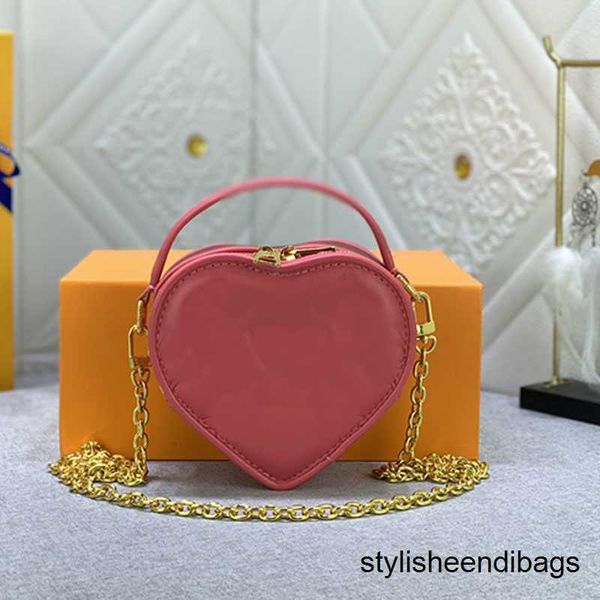 Bolsos de diseñador Cross Body Love Hearts Bag Cadena Bolsos Monedero Crossbody Tote Bags Mujer Clutch Bolso Relieve Leathe Doble cremallera Monedero Gold Hardware