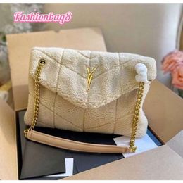 designer tassen handtas draagtas Loulou Cloud Envelop Tas Crossbody Dame Schoudertassen Schapenvacht Gouden Ketting Mode Pluche Bont Handtassen Portemonnee Flap Portemonnee 45