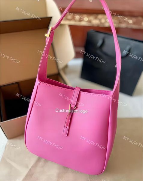 Bolsos de diseñador Bolso hobo 5A Bolso de hombro Cadena de cuero Letra doble Hebilla de color sólido Raya cuadrada Señora Sling Crossover Messenger Hot Pink Bag Envío gratis AA8