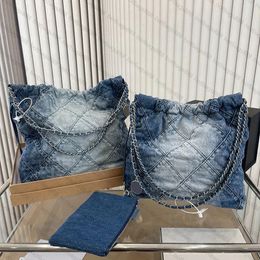 Designertassen Dame Grote schoudertassen Gewassen denim draagtas luxe handtas boodschappentas reisvrouw sling body bag duurste met zilveren ketting gewatteerd